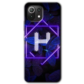 Xiaomi Mi 11 Dark Neon Yaprak H Harfi Baskılı Uyumlu Silikon Kılıf