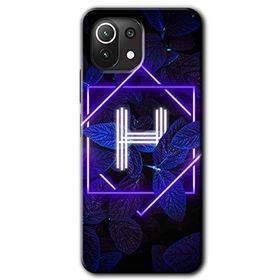 Xiaomi Mi 11 Dark Neon Yaprak H Harfi Baskılı Uyumlu Silikon Kılıf