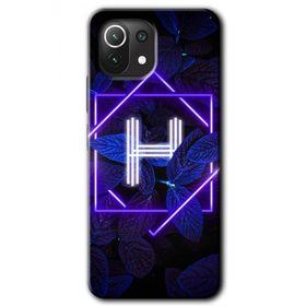Xiaomi Mi 11 Dark Neon Yaprak H Harfi Baskılı Uyumlu Silikon Kılıf