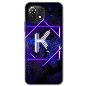 Xiaomi Mi 11 Dark Neon Yaprak K Harfi Baskılı Uyumlu Silikon Kılıf