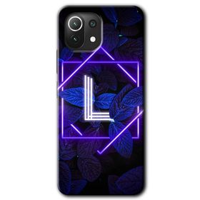Xiaomi Mi 11 Dark Neon Yaprak L Harfi Baskılı Uyumlu Silikon Kılıf