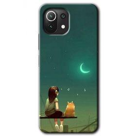 Xiaomi Mi 11 Lite Hd Desen Baskılı Kedili Kız Arka Kapak Kılıf