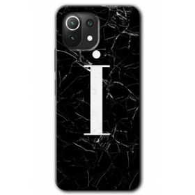 Xiaomi Mi 11 Lite Hd Desen Baskılı Siyah Mermer Desenli İ Harfi Arka Kapak Kılıf