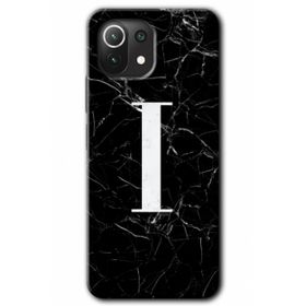 Xiaomi Mi 11 Lite Hd Desen Baskılı Siyah Mermer Desenli İ Harfi Arka Kapak Kılıf