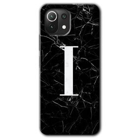 Xiaomi Mi 11 Lite Hd Desen Baskılı Siyah Mermer Desenli İ Harfi Arka Kapak Kılıf