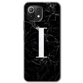 Xiaomi Mi 11 Lite Hd Desen Baskılı Siyah Mermer Desenli İ Harfi Arka Kapak Kılıf