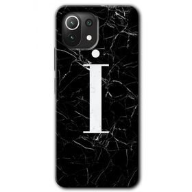 Xiaomi Mi 11 Lite Hd Desen Baskılı Siyah Mermer Desenli İ Harfi Arka Kapak Kılıf