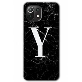 Xiaomi Mi 11 Lite Hd Desen Baskılı Siyah Mermer Desenli Y Harfi Arka Kapak Kılıf