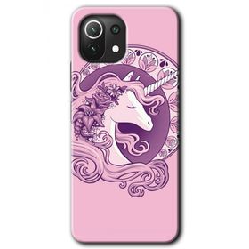 Xiaomi Mi 11 Lite Hd Desen Baskılı Unicorn Pembe Arka Kapak Kılıf