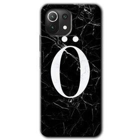 Xiaomi Mi 11 Siyah Mermer Desenli O Harfi Baskılı Uyumlu Silikon Kılıf