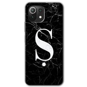 Xiaomi Mi 11 Siyah Mermer Desenli Ş Harfi Baskılı Uyumlu Silikon Kılıf