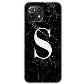 Xiaomi Mi 11 Siyah Mermer Desenli Ş Harfi Baskılı Uyumlu Silikon Kılıf
