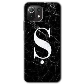 Xiaomi Mi 11 Siyah Mermer Desenli Ş Harfi Baskılı Uyumlu Silikon Kılıf