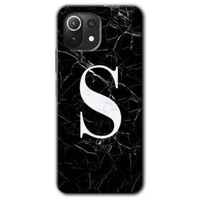 Xiaomi Mi 11 Siyah Mermer Desenli Ş Harfi Baskılı Uyumlu Silikon Kılıf