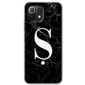 Xiaomi Mi 11 Siyah Mermer Desenli Ş Harfi Baskılı Uyumlu Silikon Kılıf