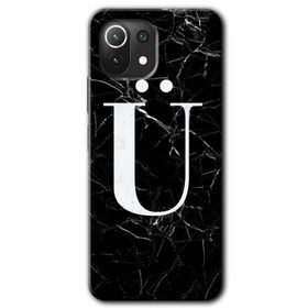 Xiaomi Mi 11 Siyah Mermer Desenli Ü Harfi Baskılı Uyumlu Silikon Kılıf