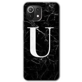 Xiaomi Mi 11 Siyah Mermer Desenli Ü Harfi Baskılı Uyumlu Silikon Kılıf