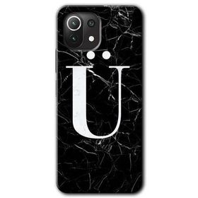 Xiaomi Mi 11 Siyah Mermer Desenli Ü Harfi Baskılı Uyumlu Silikon Kılıf