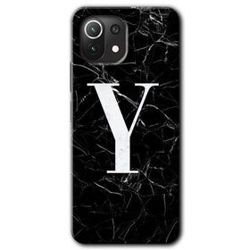 Xiaomi Mi 11 Siyah Mermer Desenli Y Harfi Baskılı Uyumlu Silikon Kılıf