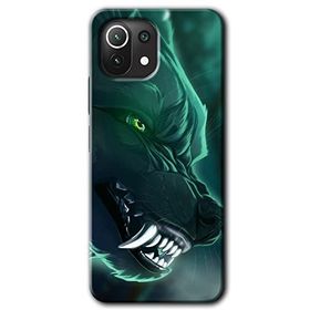 Xiaomi Mi 11 Yeşil Kurt Baskılı Uyumlu Silikon Kılıf