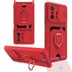 Xiaomi Mi 11T Pro Zuma Kartvizitli Yüzüklü Silikon Kırmızı Kılıf