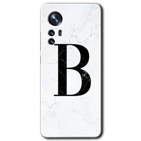 Xiaomi Mi 12 Beyaz Mermer Desenli B Harfi Baskılı Uyumlu Silikon Kılıf