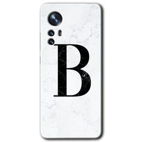 Xiaomi Mi 12 Beyaz Mermer Desenli B Harfi Baskılı Uyumlu Silikon Kılıf