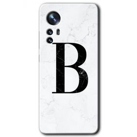 Xiaomi Mi 12 Beyaz Mermer Desenli B Harfi Baskılı Uyumlu Silikon Kılıf