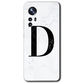 Xiaomi Mi 12 Beyaz Mermer Desenli D Harfi Baskılı Uyumlu Silikon Kılıf