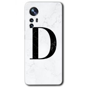 Xiaomi Mi 12 Beyaz Mermer Desenli D Harfi Baskılı Uyumlu Silikon Kılıf