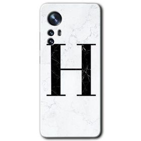 Xiaomi Mi 12 Beyaz Mermer Desenli H Harfi Baskılı Uyumlu Silikon Kılıf