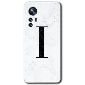 Xiaomi Mi 12 Beyaz Mermer Desenli I Harfi Baskılı Uyumlu Silikon Kılıf