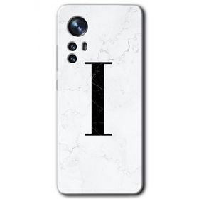Xiaomi Mi 12 Beyaz Mermer Desenli I Harfi Baskılı Uyumlu Silikon Kılıf