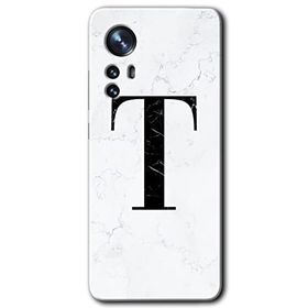 Xiaomi Mi 12 Beyaz Mermer Desenli T Harfi Baskılı Uyumlu Silikon Kılıf