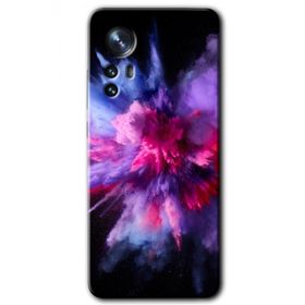 Xiaomi Mi 12 Color Splash Purple Baskılı Uyumlu Silikon Kılıf