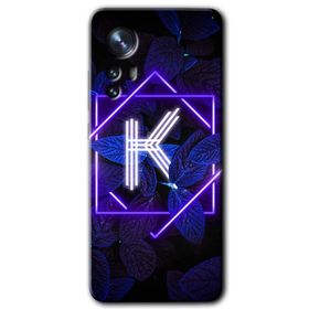 Xiaomi Mi 12 Dark Neon Yaprak K Harfi Baskılı Uyumlu Silikon Kılıf