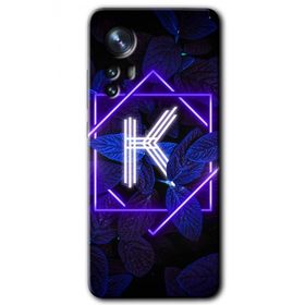 Xiaomi Mi 12 Dark Neon Yaprak K Harfi Baskılı Uyumlu Silikon Kılıf