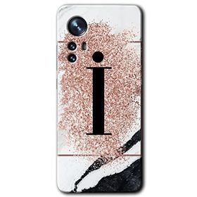 Xiaomi Mi 12 Pembe Mermer Desenli I Harfi Baskılı Uyumlu Silikon Kılıf