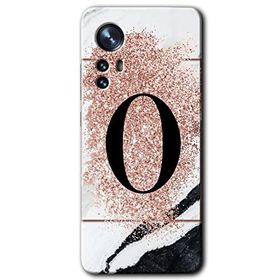 Xiaomi Mi 12 Pembe Mermer Desenli O Harfi Baskılı Uyumlu Silikon Kılıf