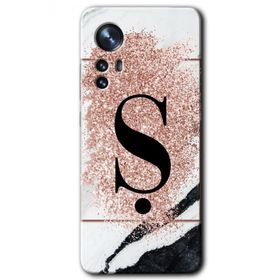 Xiaomi Mi 12 Pembe Mermer Desenli S Harfi Baskılı Uyumlu Silikon Kılıf