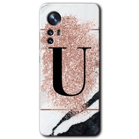 Xiaomi Mi 12 Pembe Mermer Desenli T Harfi Baskılı Uyumlu Silikon Kılıf