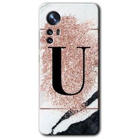 Xiaomi Mi 12 Pembe Mermer Desenli Ü Harfi Baskılı Uyumlu Silikon Kılıf