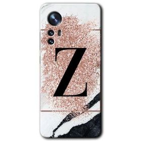 Xiaomi Mi 12 Pembe Mermer Desenli Z Harfi Baskılı Uyumlu Silikon Kılıf