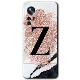 Xiaomi Mi 12 Pembe Mermer Desenli Z Harfi Baskılı Uyumlu Silikon Kılıf