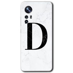 Xiaomi Mi 12 Pro Beyaz Mermer Desenli D Harfi Baskılı Uyumlu Silikon Kılıf