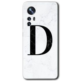 Xiaomi Mi 12 Pro Beyaz Mermer Desenli D Harfi Baskılı Uyumlu Silikon Kılıf