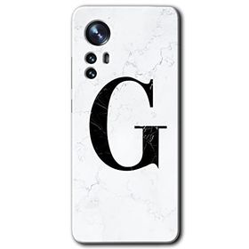 Xiaomi Mi 12 Pro Beyaz Mermer Desenli G Harfi Baskılı Uyumlu Silikon Kılıf