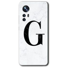 Xiaomi Mi 12 Pro Beyaz Mermer Desenli G Harfi Baskılı Uyumlu Silikon Kılıf