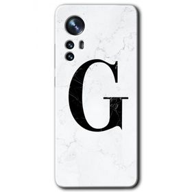 Xiaomi Mi 12 Pro Beyaz Mermer Desenli G Harfi Baskılı Uyumlu Silikon Kılıf