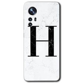 Xiaomi Mi 12 Pro Beyaz Mermer Desenli H Harfi Baskılı Uyumlu Silikon Kılıf